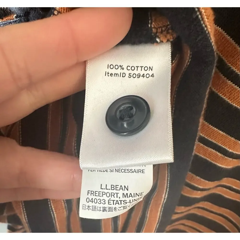 L.L. Bean Signature Henley Short Sleeve Striped - Picture 3 of 4